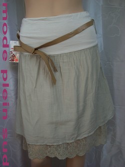 JUPE SOIE DENTELLE BEIGE JETX CEINTURE INCLUS