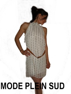 TUNIQUE/ROBE GLAMOUR +CEINTURE A POIS BLANCHE